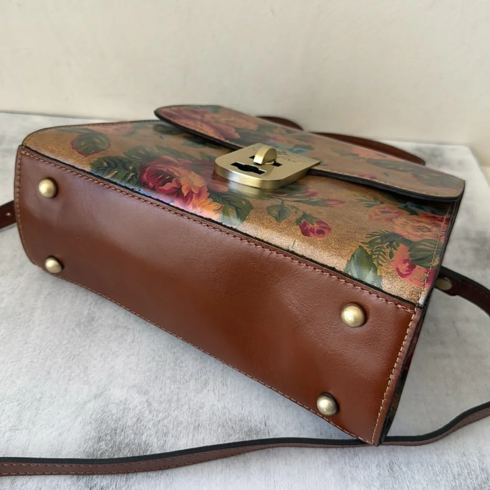 PATRICIA NASH Leather Chauny Top Handle Satchel Vintage Victorian Garden Xbody